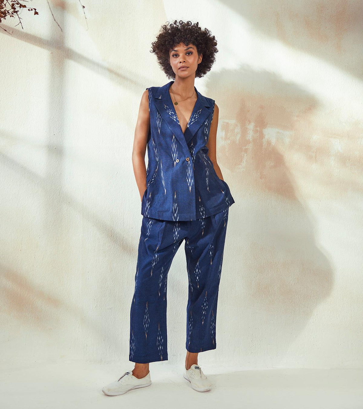 Marine Blue Ikat co-ord set - Khara Kapas